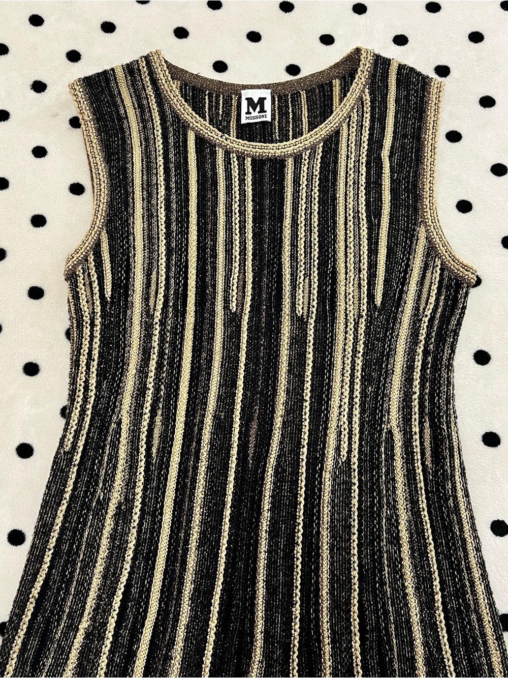 M Missoni Black & Gold Metallic Striped Knit Dress Size 40 - Picture 5 of 15